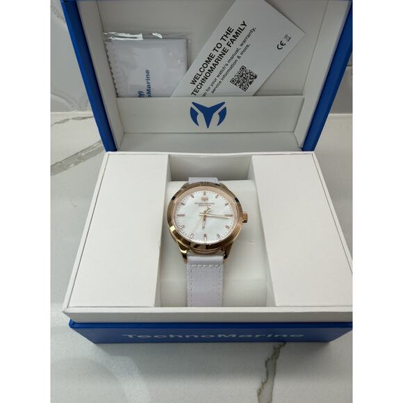 TechnoMarine MoonSun Women’s 40mm Rose Gold White Leather Mother of Pearl Dial main image 4